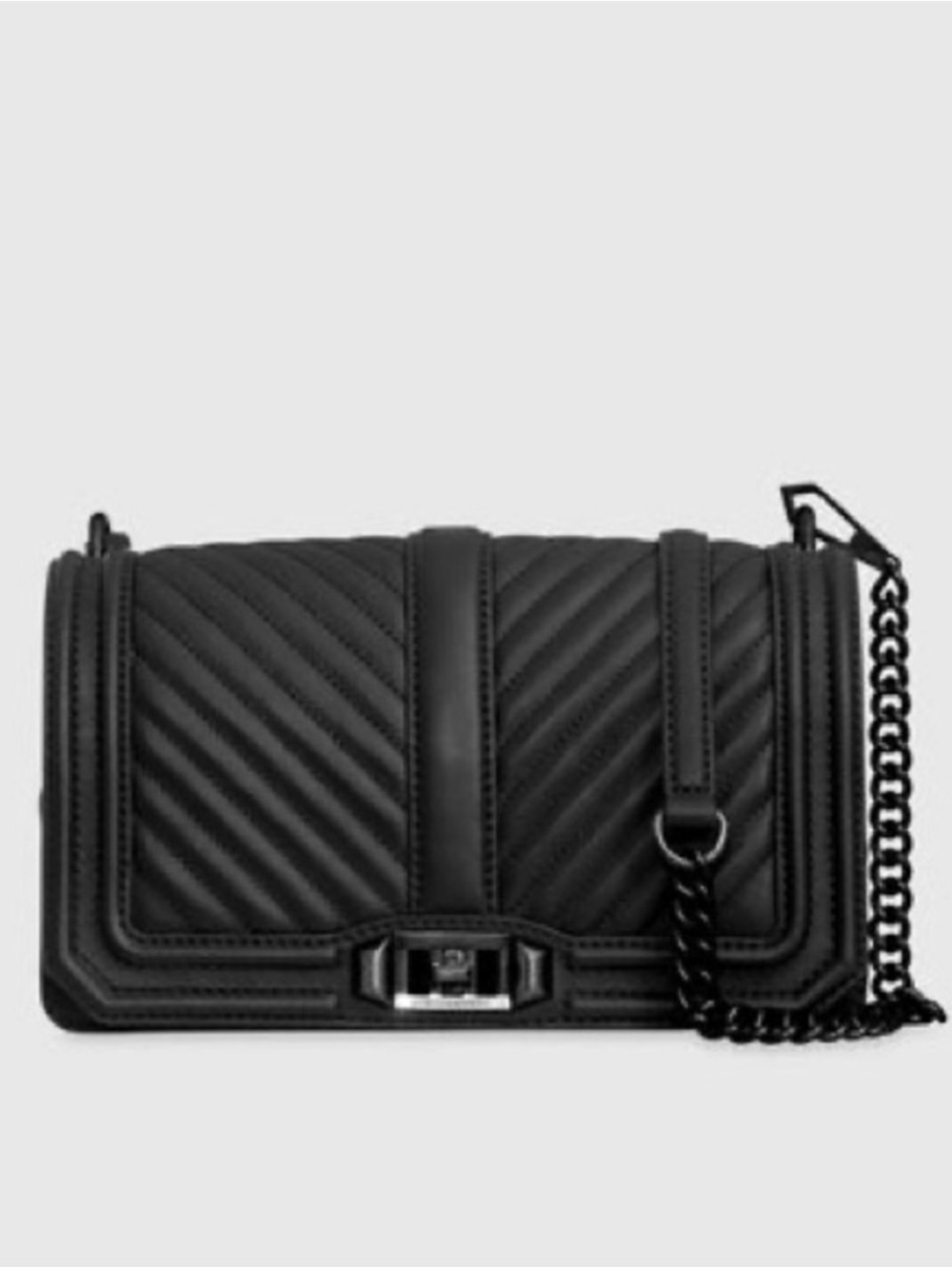 Rebecca Minkoff Chevron Quilted Love Black Crossbody Bag